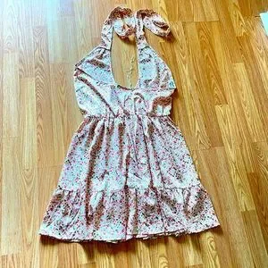 tie up halter dress Pasita Halter Tie Up Maxi Dress | Chocolate | Womens main image 1